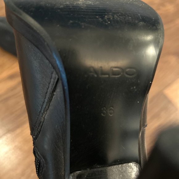 Vintage Aldo Black Leather Ankle Mid Calf High Heeled Booties Size 36 - Picture 6 of 7